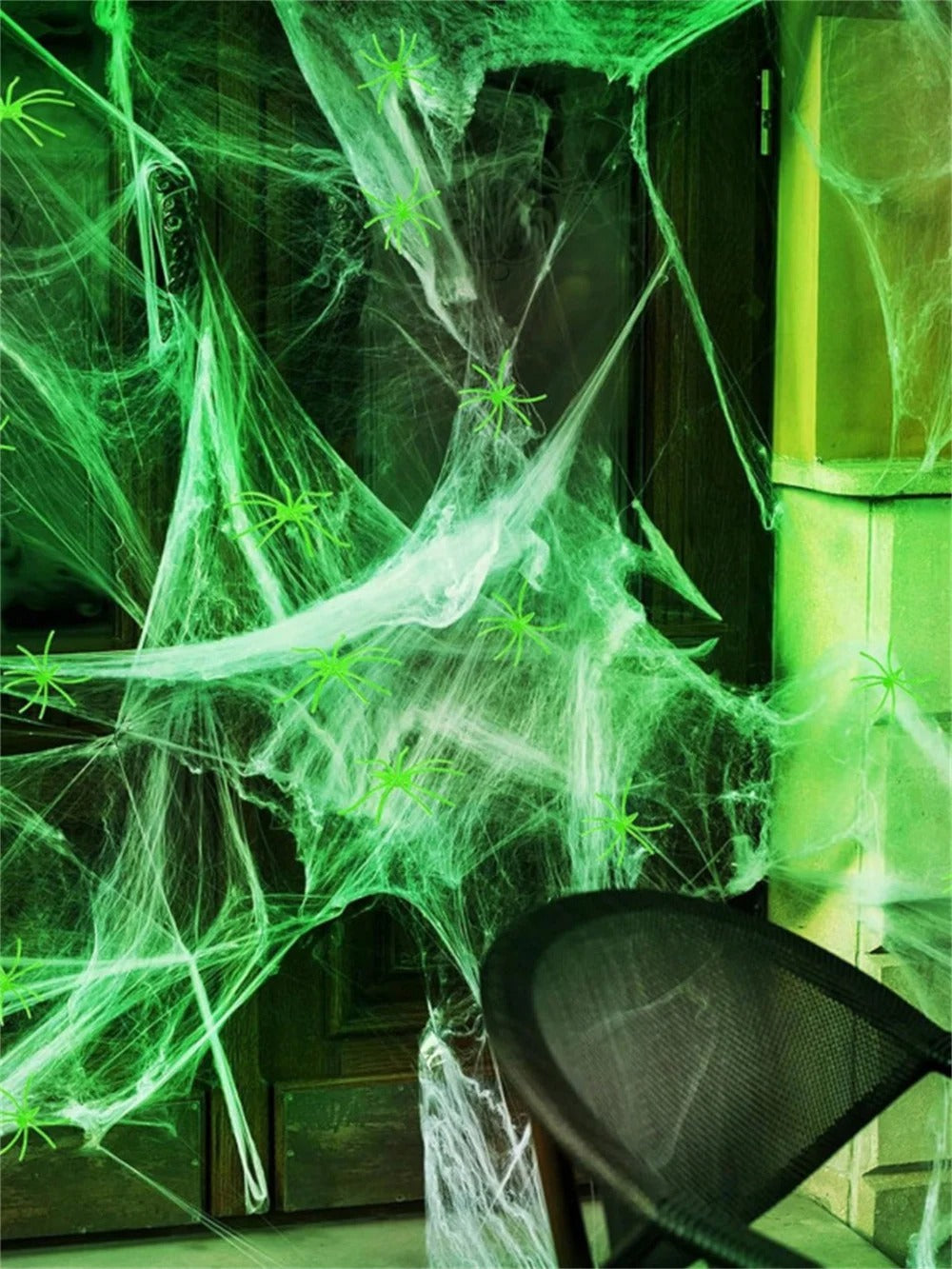 Glow-In-The-Dark Spider Web with Spiders