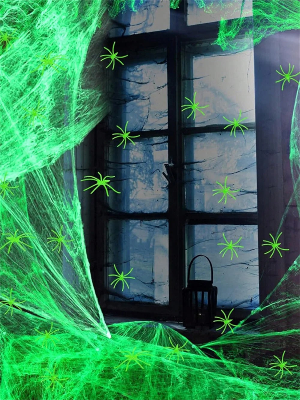 Glow-In-The-Dark Spider Web with Spiders