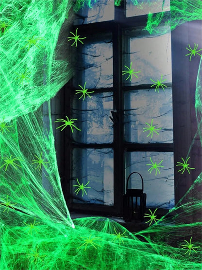 Glow-In-The-Dark Spider Web with Spiders