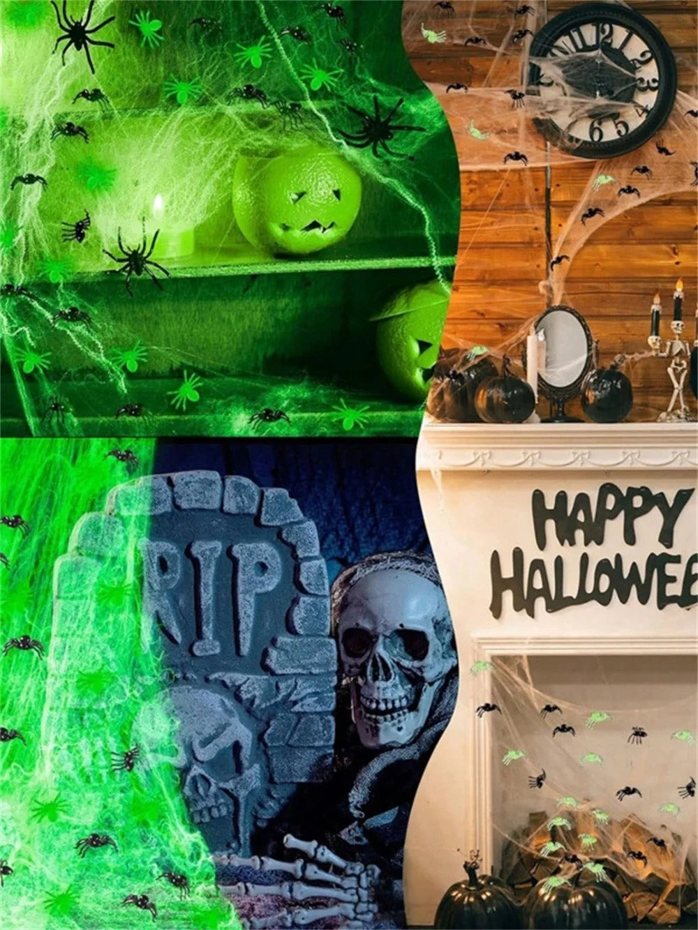 Glow-In-The-Dark Spider Web with Spiders