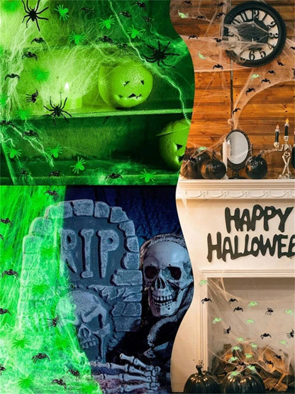 Glow-In-The-Dark Spider Web with Spiders