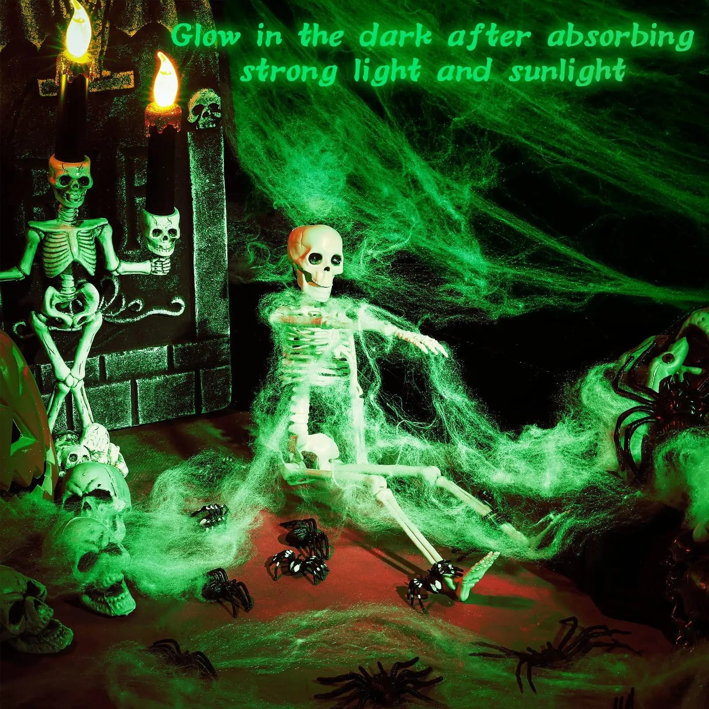 Glow-In-The-Dark Spider Web with Spiders