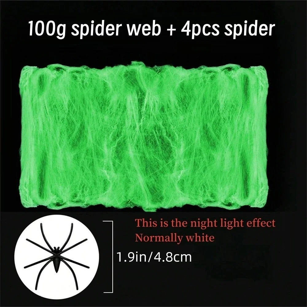 Glow-In-The-Dark Spider Web with Spiders